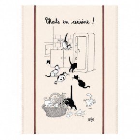 Torchon chat Chats en cuisine