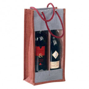 Sac toile Jute bordeaux 2 bouteilles 0.75L
