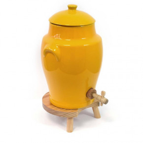Vinaigrier jaune en Grès - 4 litres avec son Tabouret en Bois