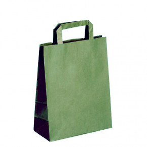 Sac Kraft Vert basique 70g poignées plates 22+10 x 28 cm