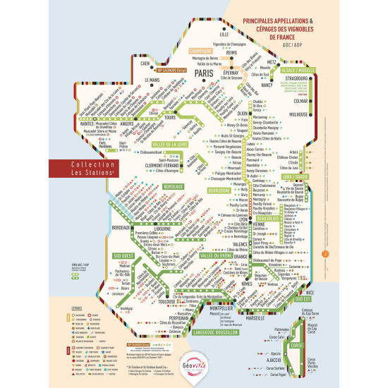 Carte de France AOP LES STATIONS Originale 50x70 cm