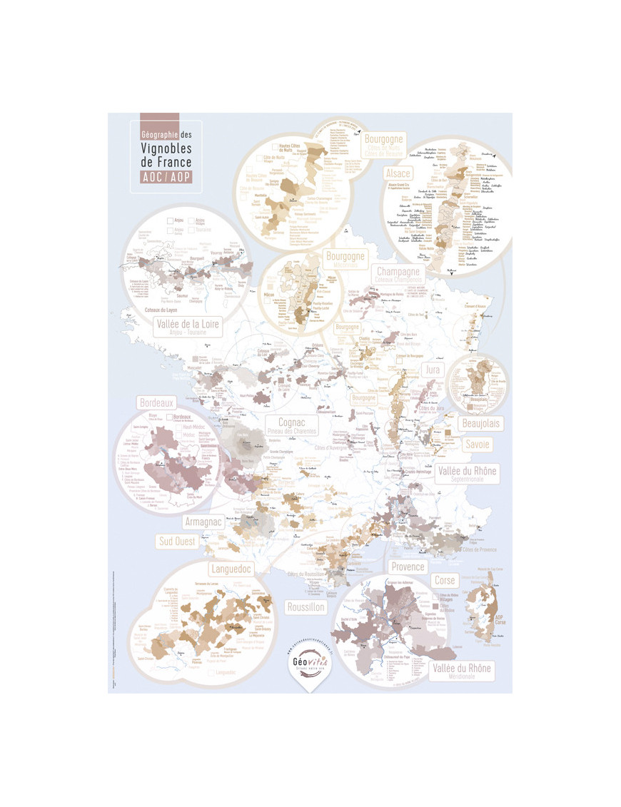 Carte des vins de France 50x70