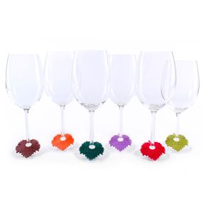 Marque-verres FEUILLES (boite de 6 couleurs assorties)
