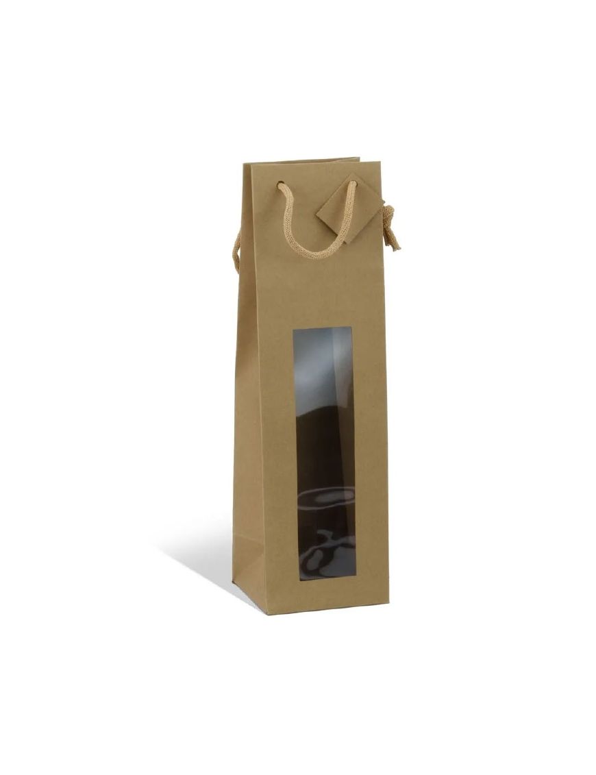 Sac Magnum Kraft brun poignée cordelière - avec fenêtre