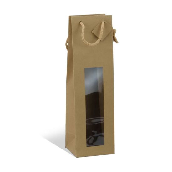 Sac Magnum Kraft brun poignée cordelière - avec fenêtre Sac Magnum Kraft brun poignée cordelière - avec fenêtre