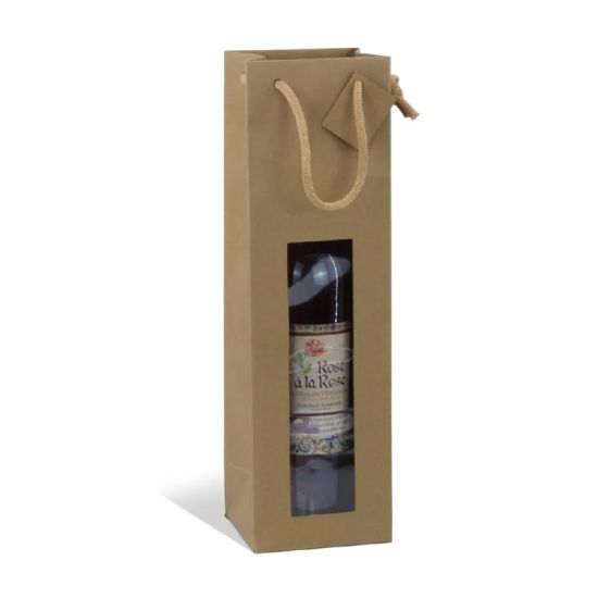 Sac Magnum Kraft brun poignée cordelière - avec fenêtre