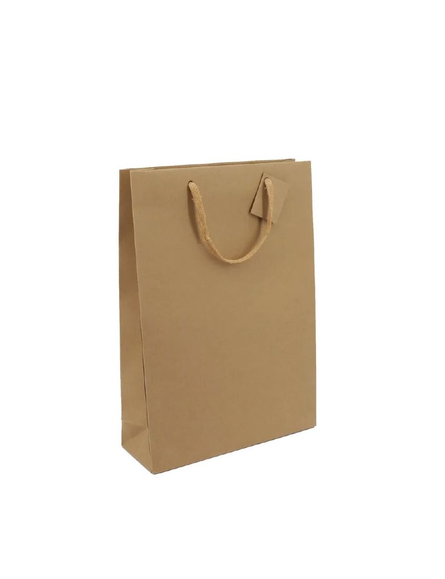 Sac 3 bouteilles Kraft brun 175g poignée cordelière - sans fenêtre