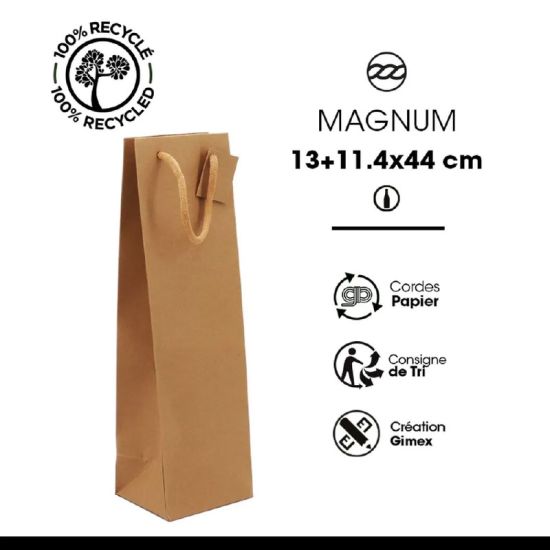 Sac 1 Magnum Kraft brun poignée cordelière - sans fenêtre