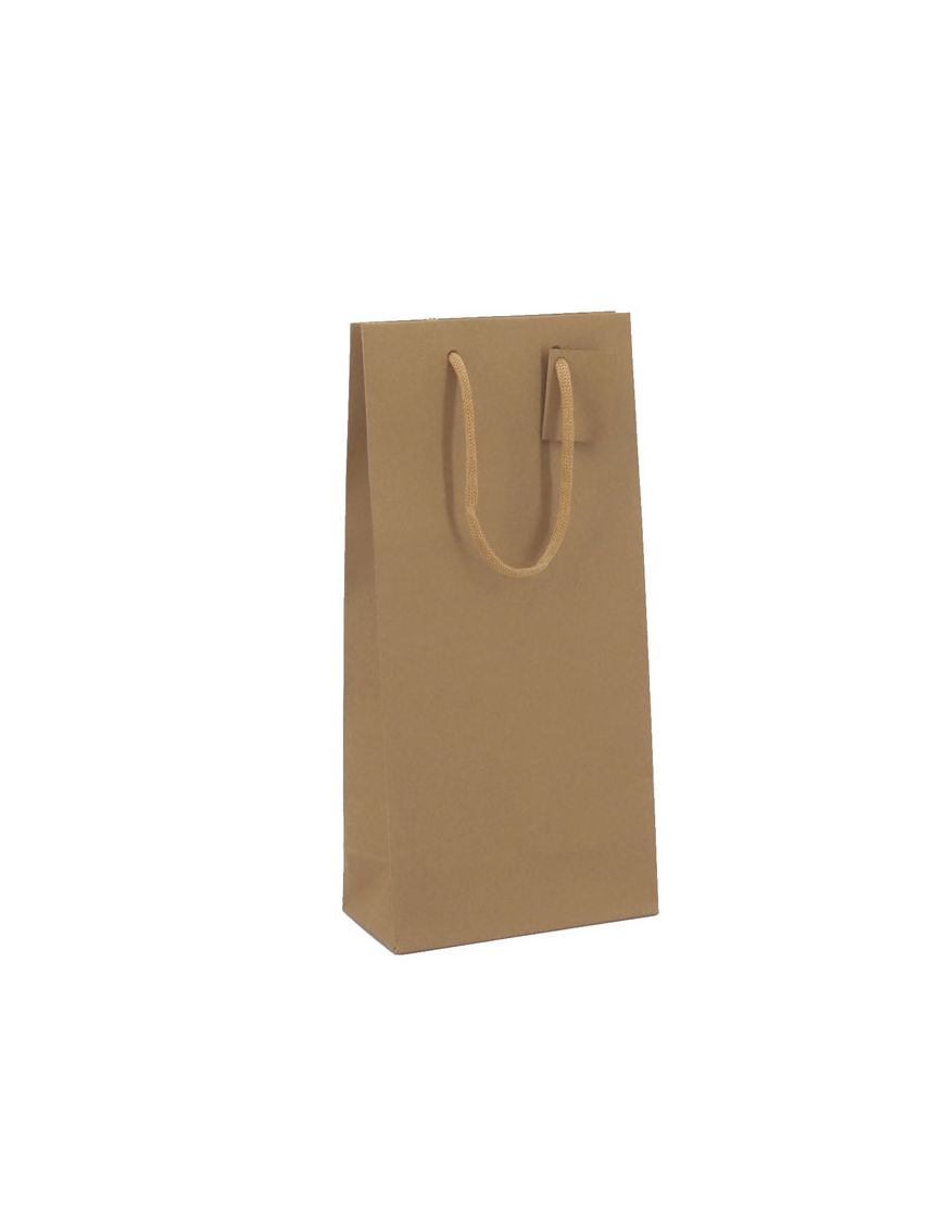Sac 2 bouteilles Kraft brun 175g poignée cordelière - sans fenêtre