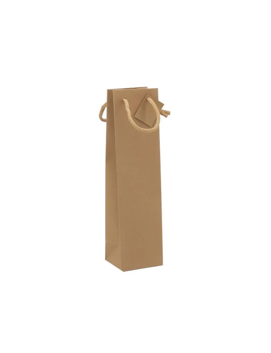 Sac 1 bouteille Kraft brun 175g poignée cordelière - sans fenêtre