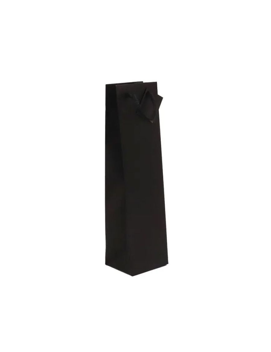 Sac 1 bouteille Noir mat 175g poignées cordelières