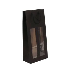 Sac fenêtre 2 bouteilles Noir mat 175g poignées cordelières